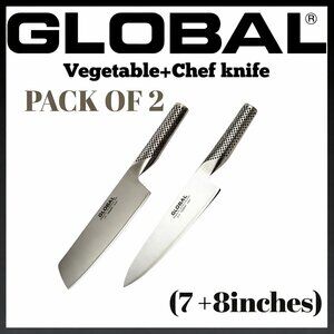 Global G-5 7" Vegetable Knife & 8" Chef Knife Set – Premium Japanese Knives G-2